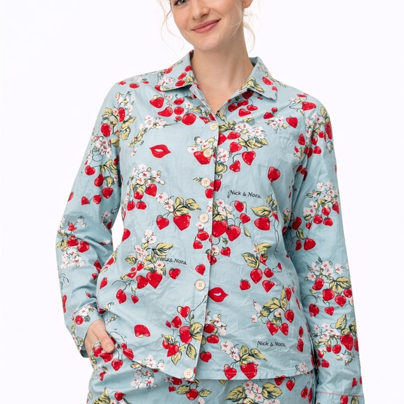 Nick & Nora Strawberry Print Pajama Set - Picture 2 of 10